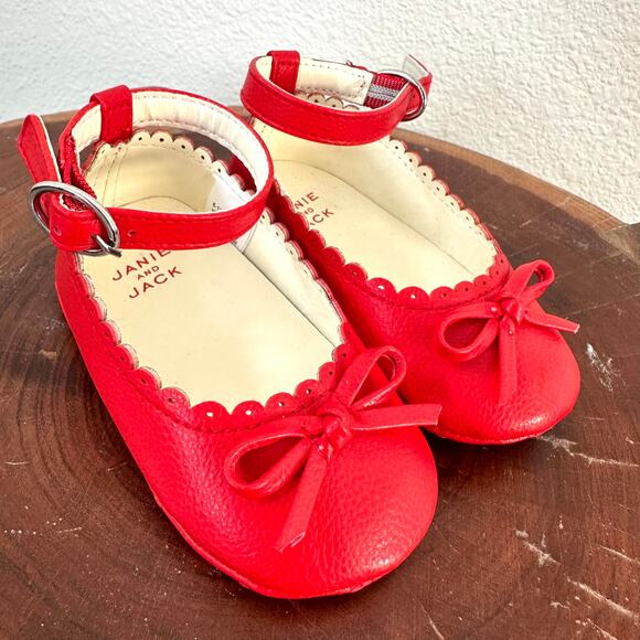 Janie and Jack Other - Janie and Jack Infant Girl Scalloped Ballet Flats Red 6-12 Months Excellent Cond